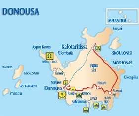 donoussa, map, beaches